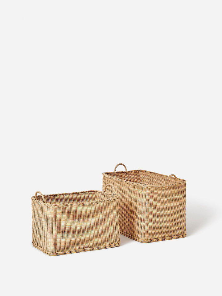 Rectangle Rattan Basket with Handles