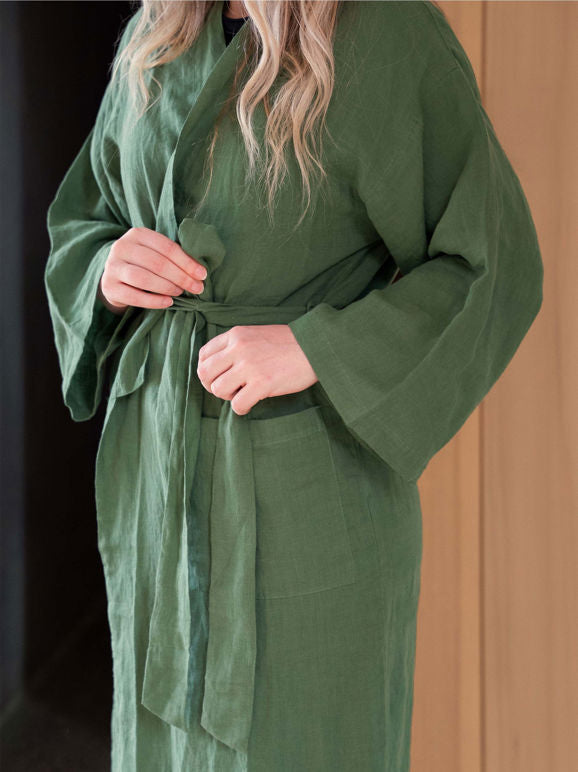 Linen Robe - Spearmint S/M