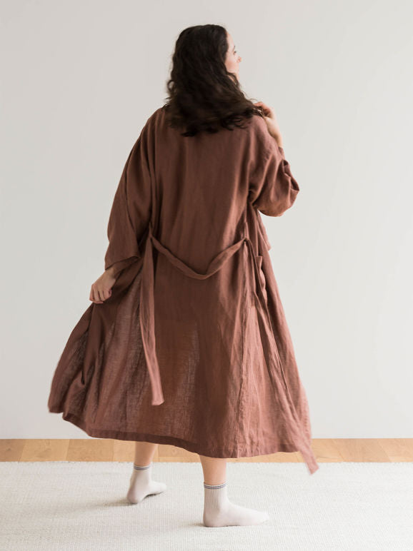 Linen Robe - Plum