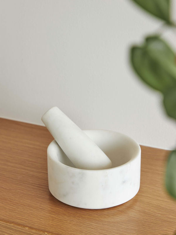 Marble Mortar And Pestle - White