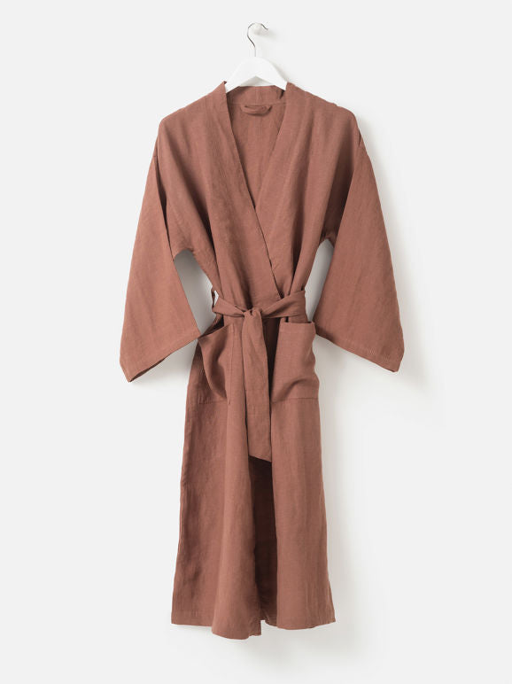 Linen Robe - Plum