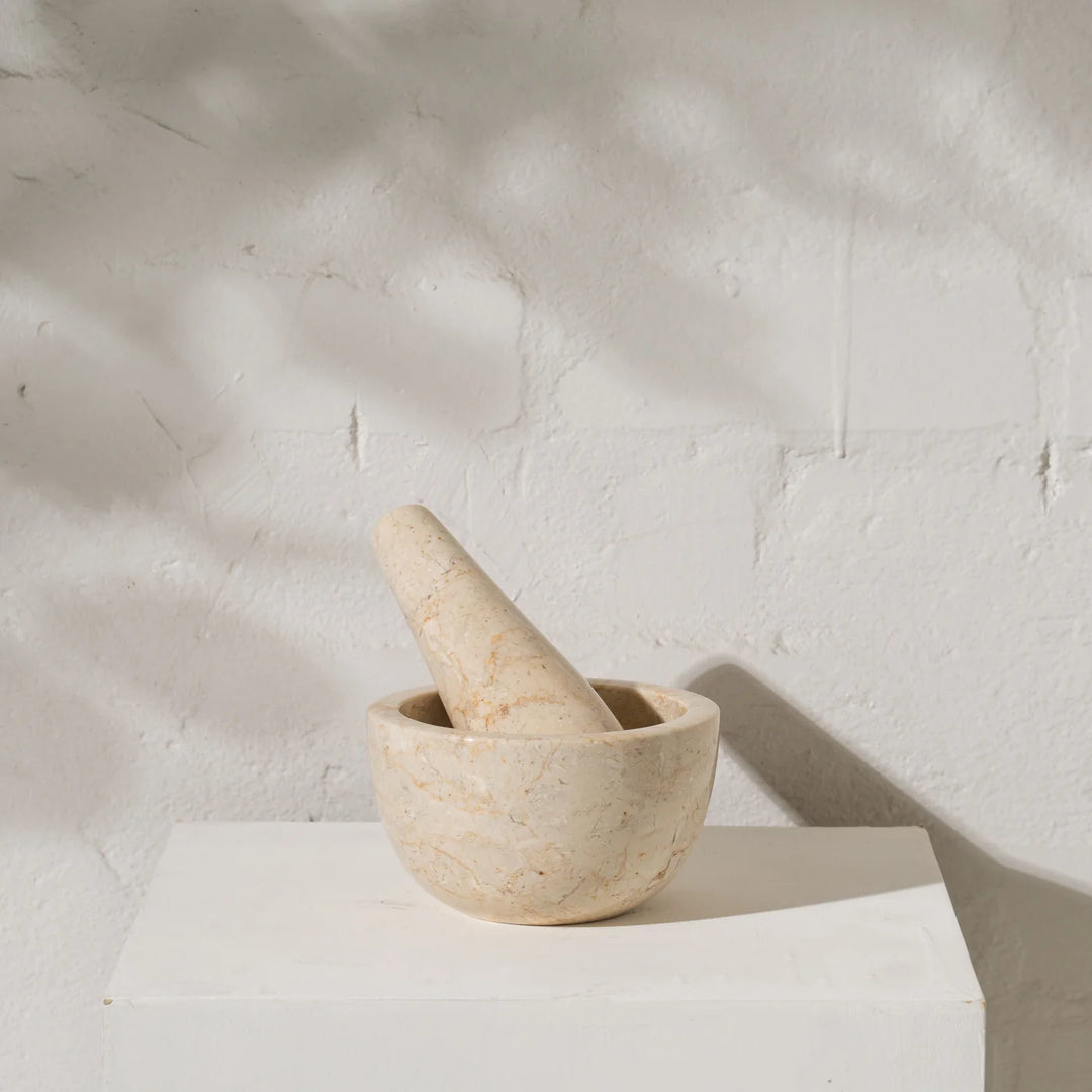 Travertine Mortar and Pestle