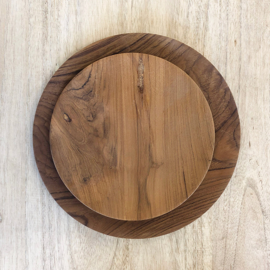 Hand Carved Teak Round Plate