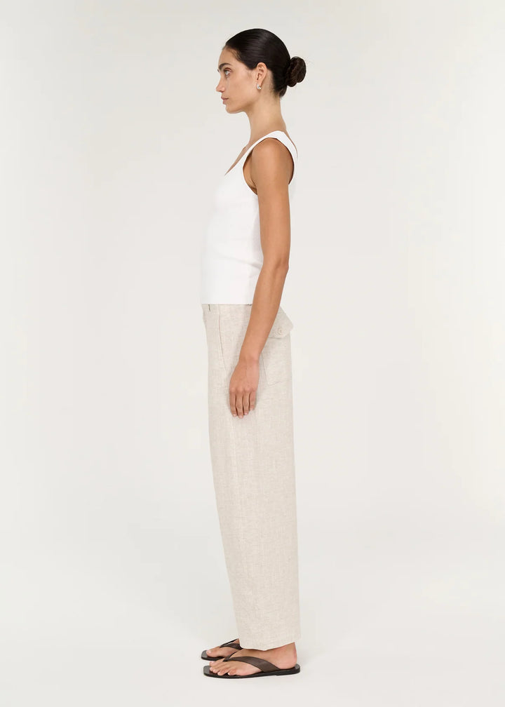 Neve Linen Barrel Leg Pant - Oat