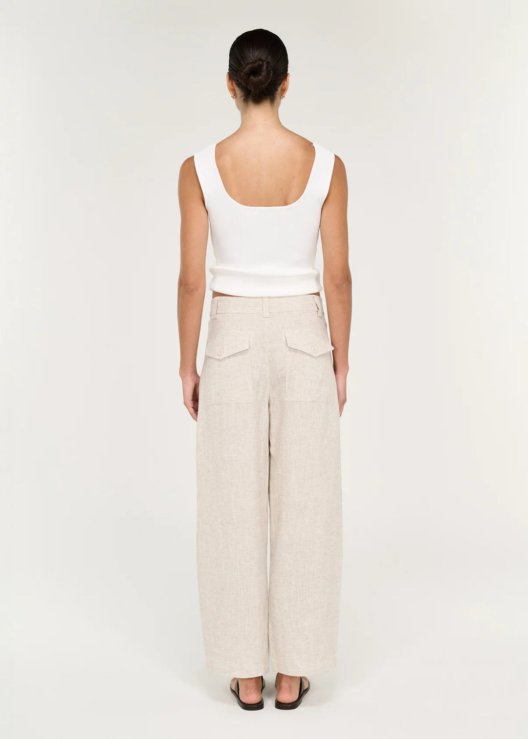 Neve Linen Barrel Leg Pant - Oat