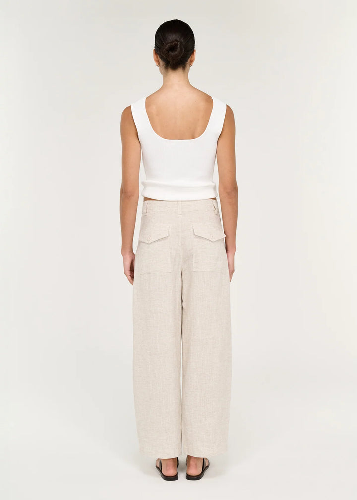 Neve Linen Barrel Leg Pant - Oat
