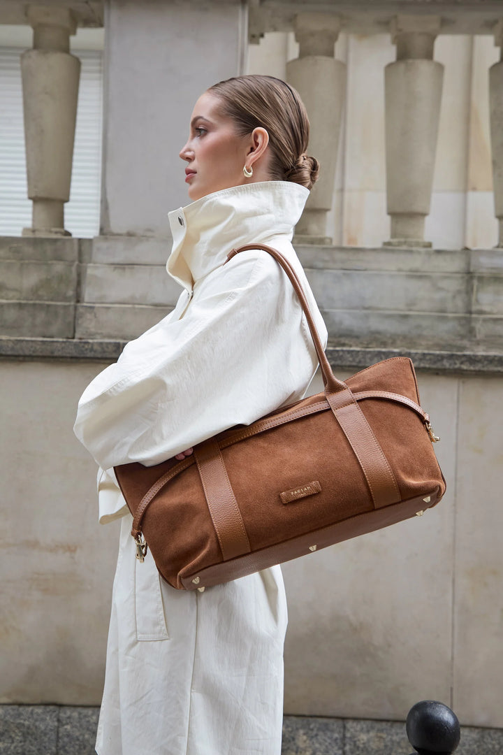 Camilla Cognac Suede Tote