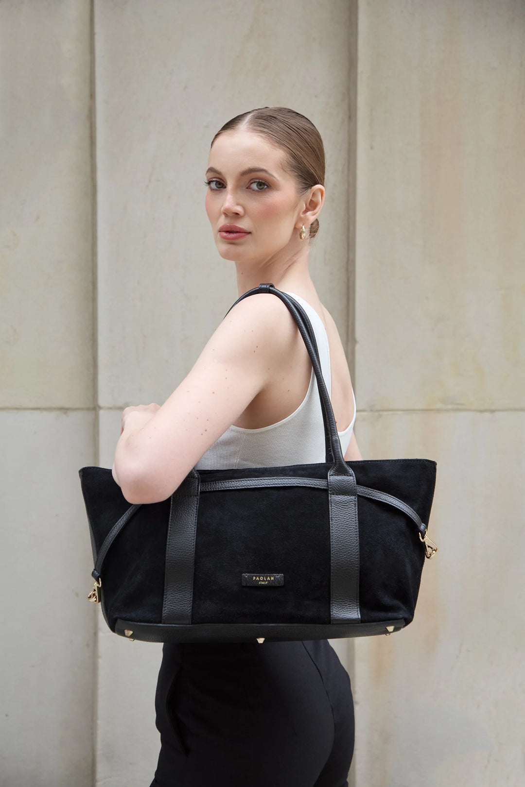 Camilla Black Suede Tote